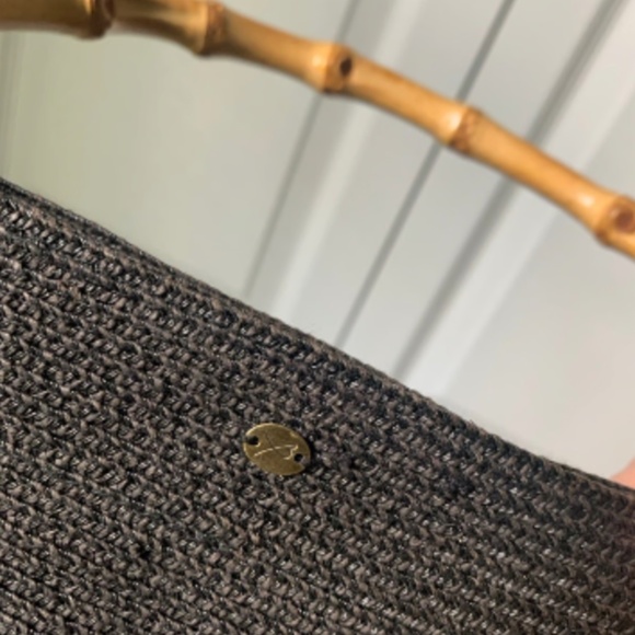 Vintage Black Woven Bag with Bamboo Handles - Picture 7 of 12